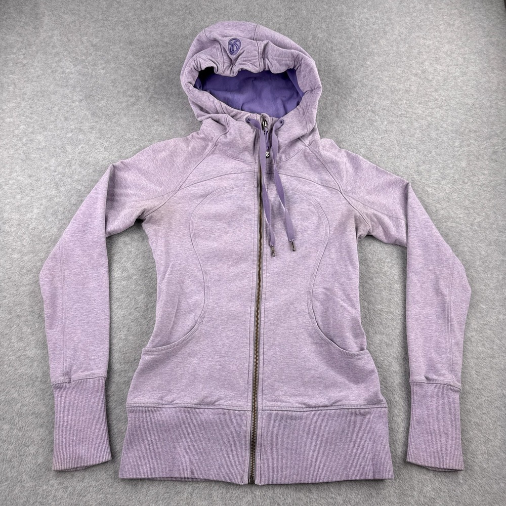 Lululemon Scuba Hoodie Womens Size 6 Full Zip Purple Lilac Cotton Fleece Pink